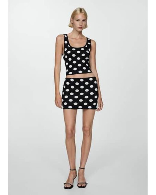 Mango White Polka-Dot Knitted Skirt