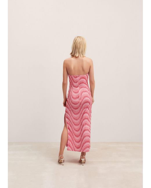 Mango Pink Strapless Beaded Dress Pastel