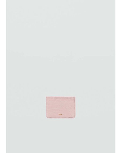 Mango White Croc-Effect Card Holder