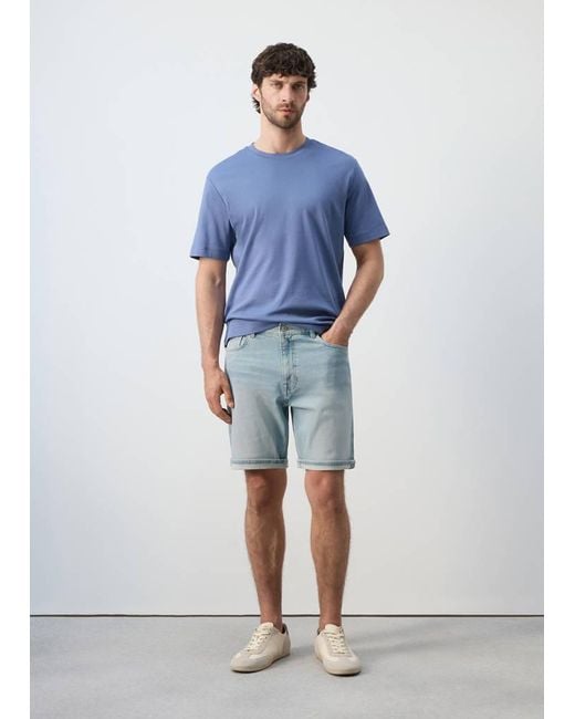Mango Blue Slim-Fit Denim Bermuda Shorts for men