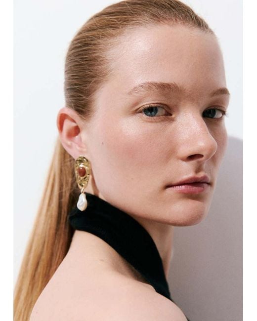 Mango White Combined Hanging Bead Earrings