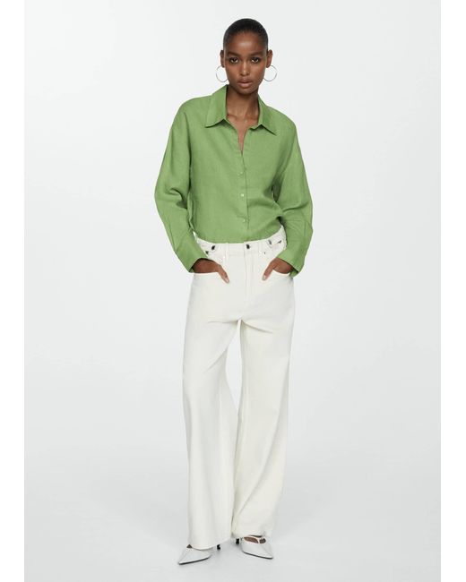 Mango Green Linen 100% Shirt