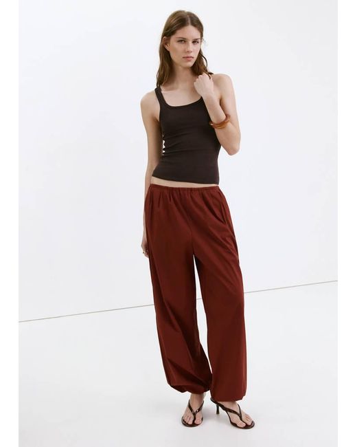 Mango Red Fitted Spaghetti Strap Top