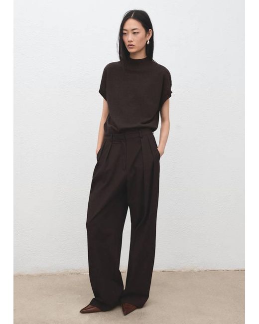 Mango Brown Short-Sleeved Lurex Sweater