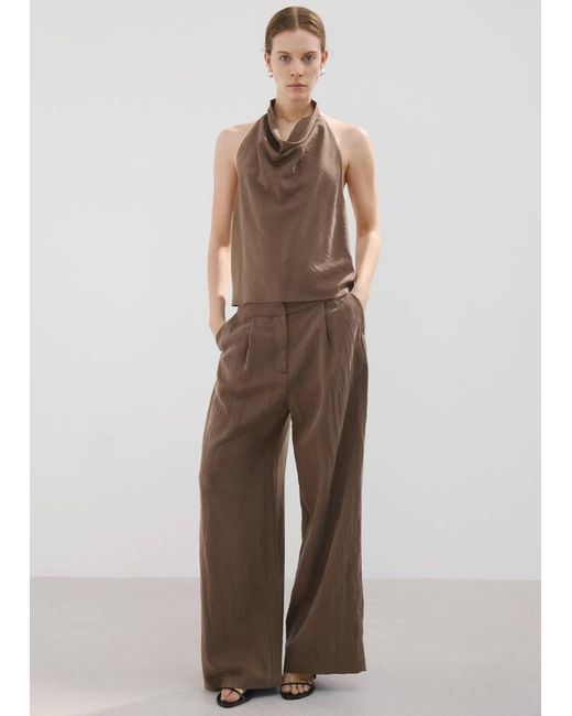 Mango Natural Straight Lyocell Trousers