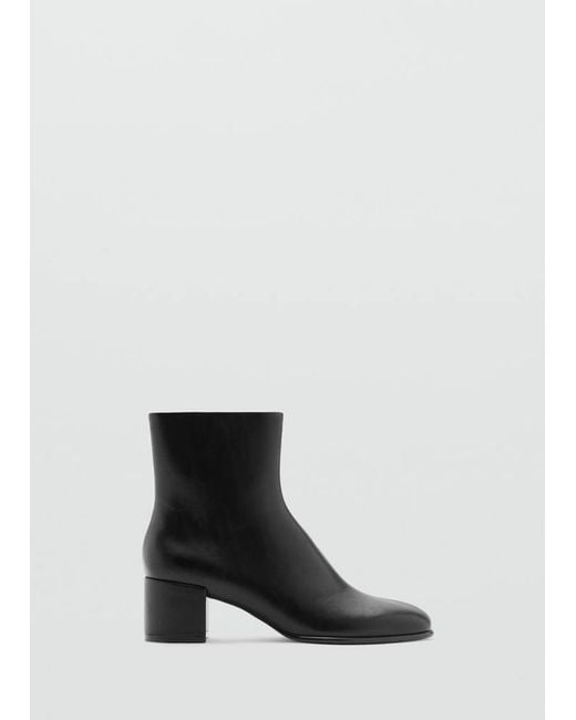 Mango White Faux Leather Ankle Boot With Block Heel