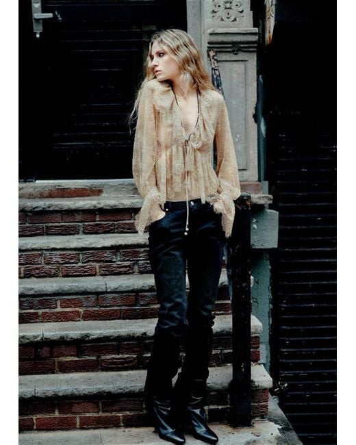 Mango Natural Lace Frill Blouse