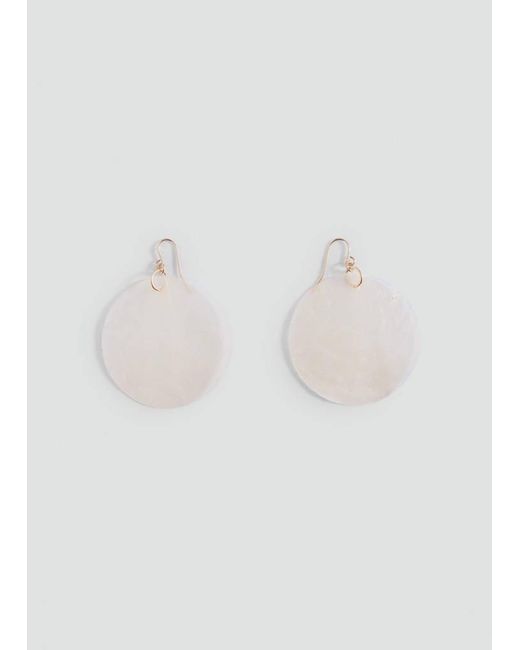 MANGO TEEN White Shell Pendant Earrings