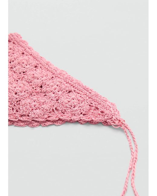 Mango Pink Crochet Knit Handkerchief