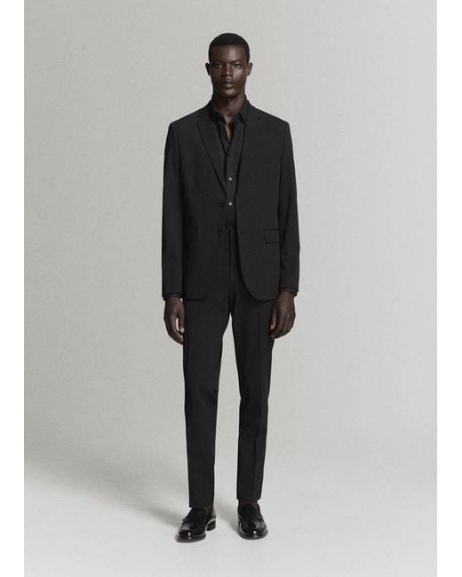 Mango Black Super Slim Fit Cotton Stretch Suit Shirt for men