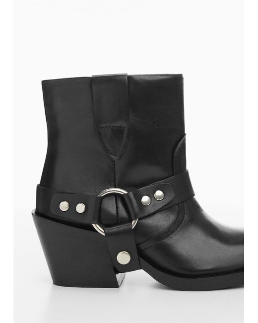 Mango Black Buckle Ankle Boots