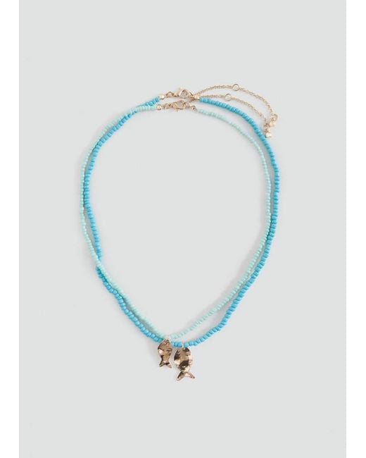 MANGO TEEN Blue Pack Of 2 Necklaces With Charm Detail