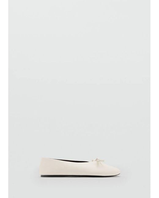 Mango White Ballet Pump With Bow Detail