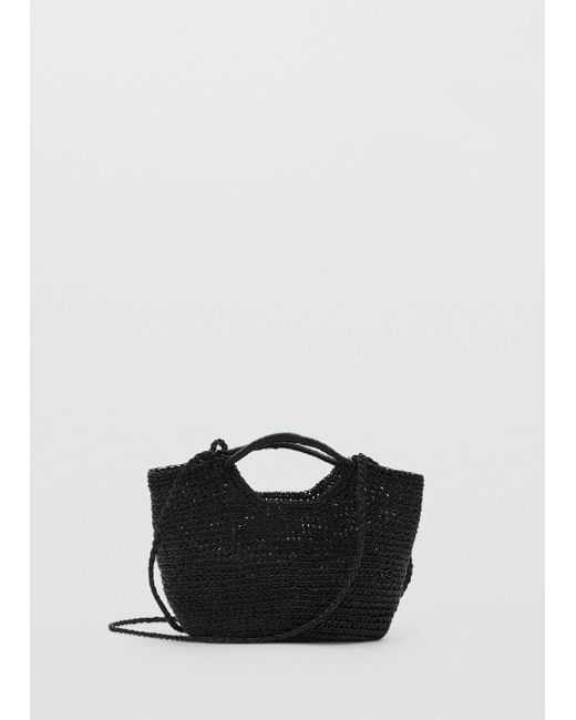 Mango Gray Mini Woven Crossbody Bag
