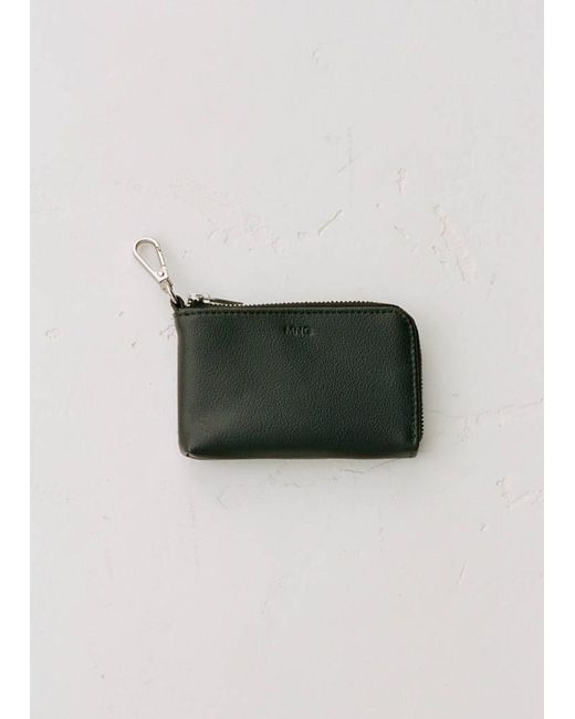 Mango Black Leather Wallet for men