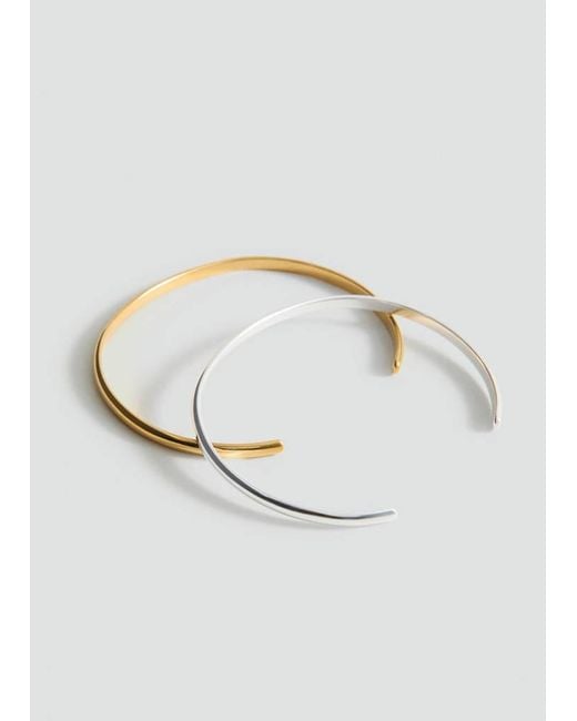 Set Bracciali Combinati Acciaio Inossidabile Oro di Mango in White