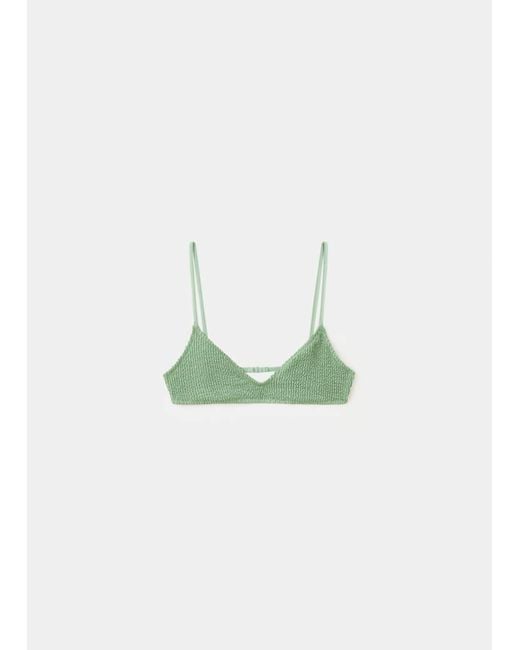 Mango Green Triangular Texture Bikini Top