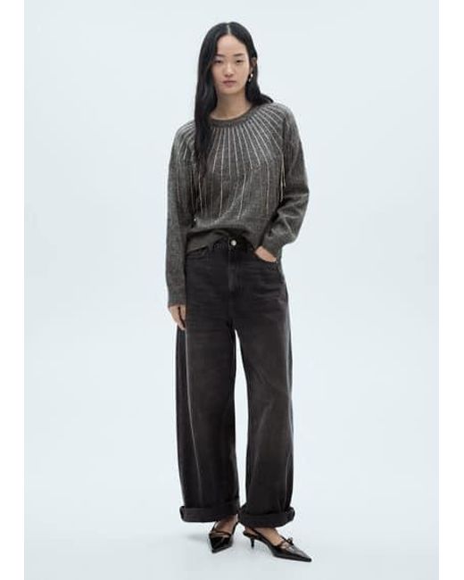 Mango Wool Blend Cable Knit Sweater in Grey Lyst UK