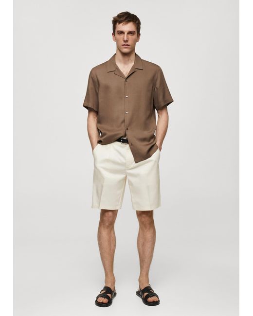 Mango Natural Regular-fit Shirt With Bowling Neck Medium for men