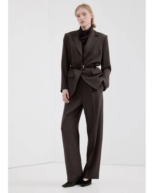 Mango Black Pinstripe Suit Blazer