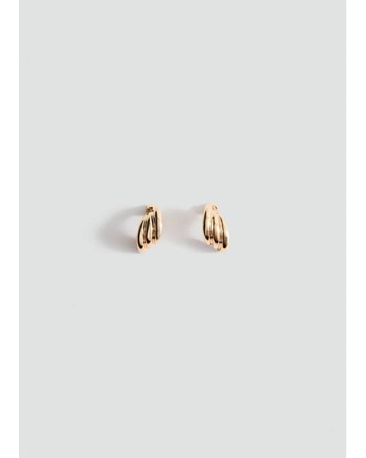 Mango White Embossed Semi-Hoop Earrings