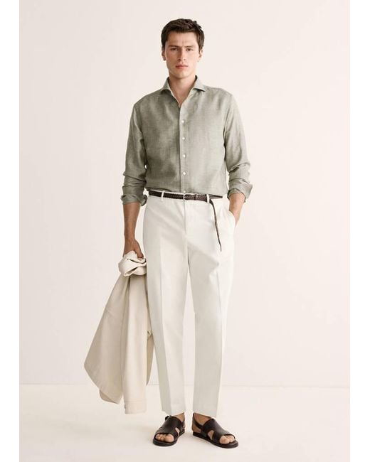 Mango Natural Regular-Fit 100% Cotton Trousers for men
