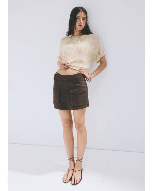 Mango Brown Cargo Denim Culottes