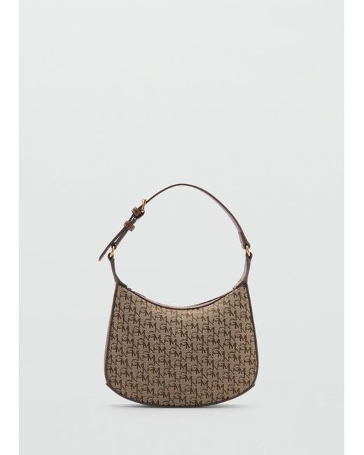 Mango Brown Shoulder Bag With Printed Logo