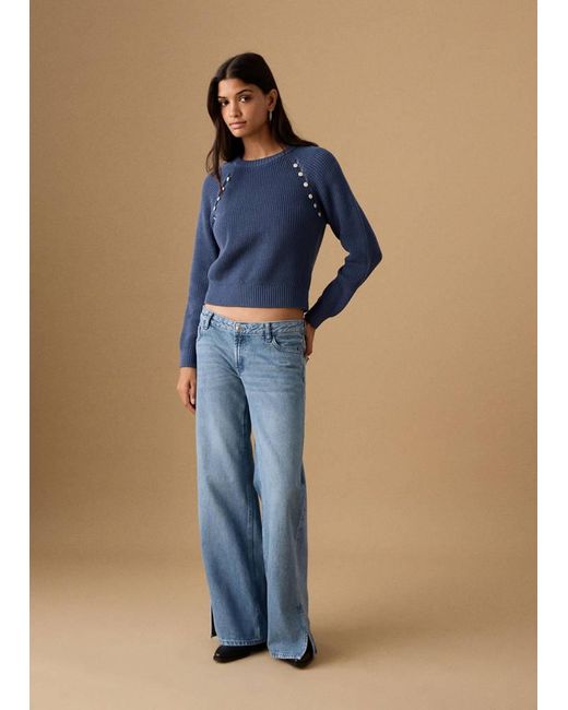 MANGO TEEN Blue Buttons Detail Knit Sweater