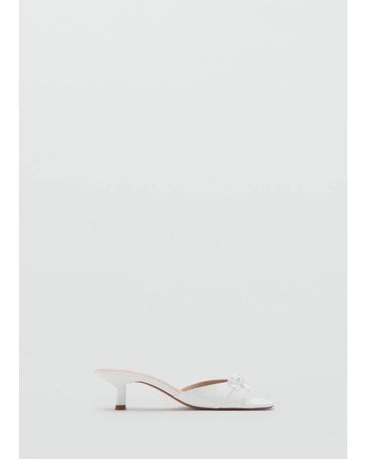 Mango White Bow Heel Sandals