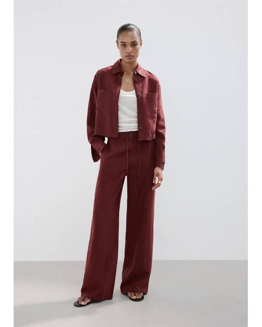 Mango Purple Straight-Fit Lyocell Trousers