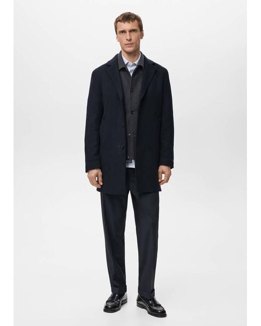 Mango Blue Lightweight Recycled Wool Coat for men