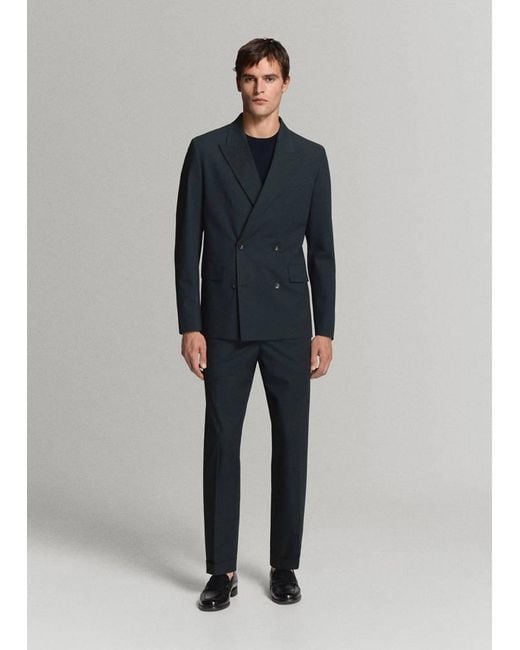 Mango Blue Boston Regular-Fit Suit Trousers for men