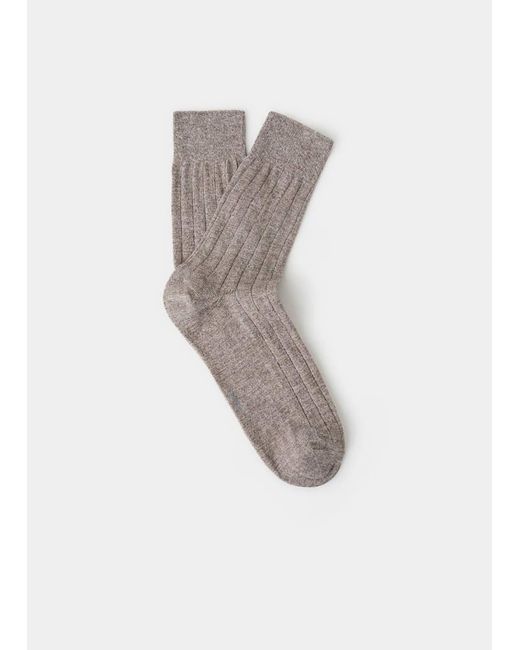 Mango Gray Ribbed Cotton Socks for men