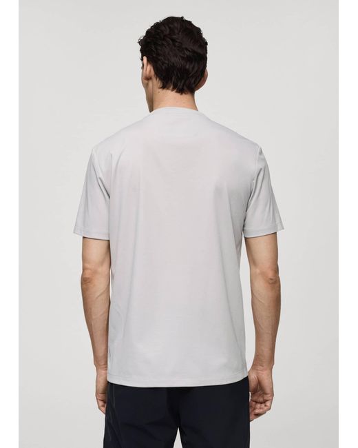 Mango White Slim Fit T-shirt With Pocket Ice for men