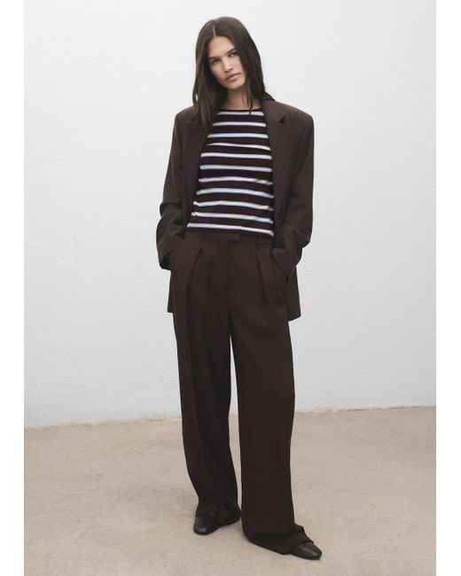 Mango Brown Striped Fine Knit Sweater