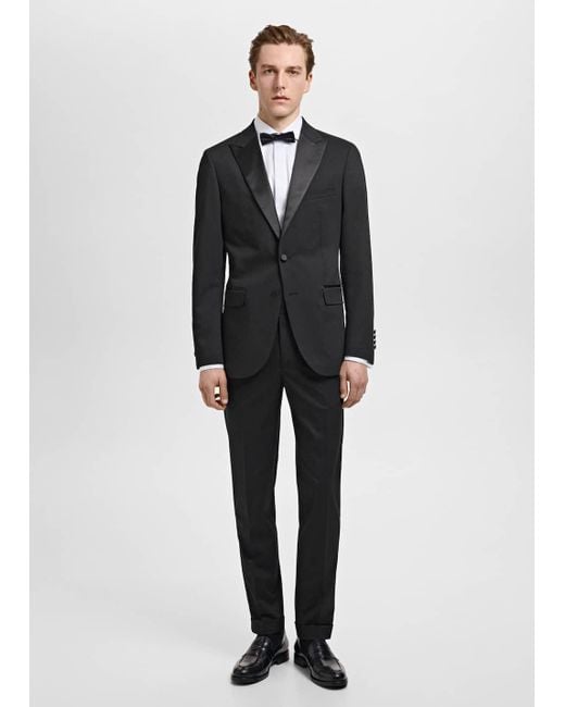 Mango Black Satin Lapels Suit Blazer for men
