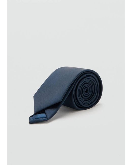 Mango Blue Smooth Micro-Structured Tie for men