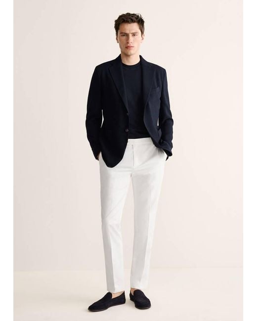 Mango Black Slim-Fit Wool Blazer for men