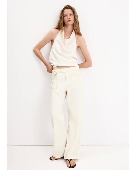 Mango Natural Low-Rise Tie Jeans
