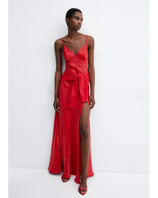open lace back dress Ravenna Red Satin Tank Top
