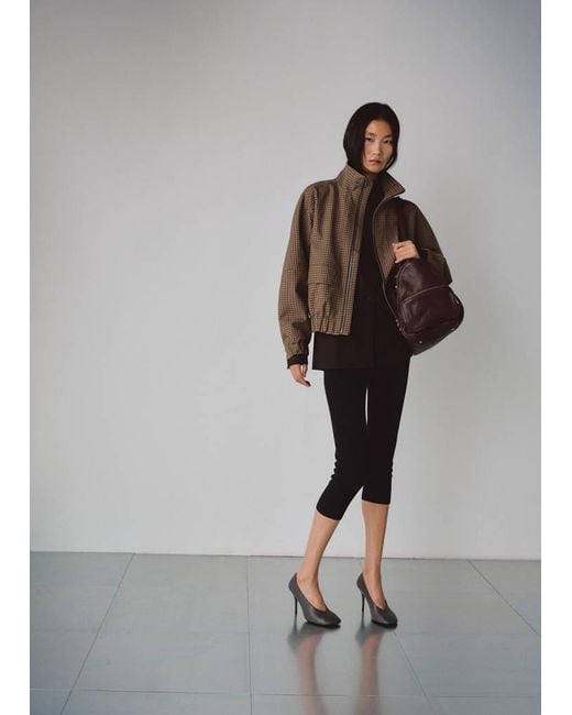 Mango Gray Houndstooth High-Collar Jacket