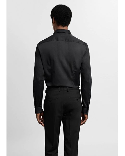 Mango Black Super Slim-fit Poplin Suit Shirt for men