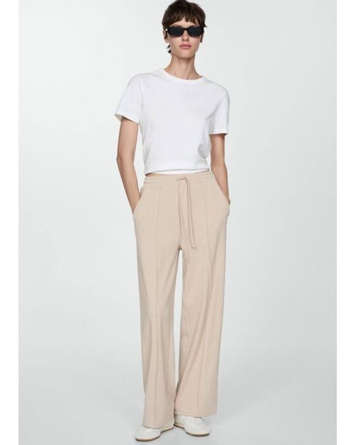 Mango Natural Seam-detail Straight-fit Trousers