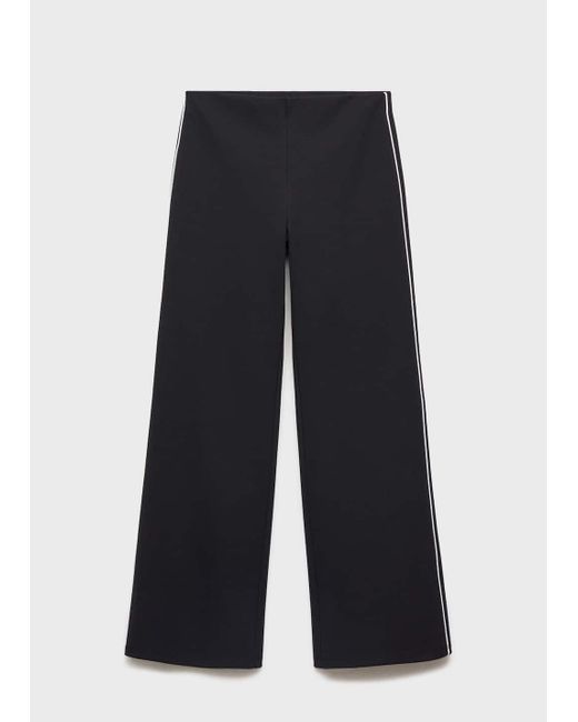 Mango Blue Knitted Trousers With Contrasting Stripes