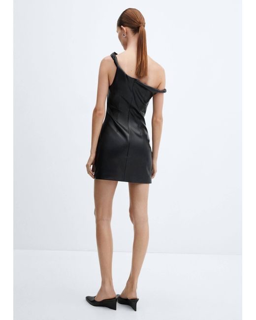 Mango Black Short Leather-effect Dress