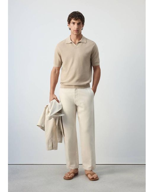 Mango Natural 100% Cotton Knitted Polo Structure for men