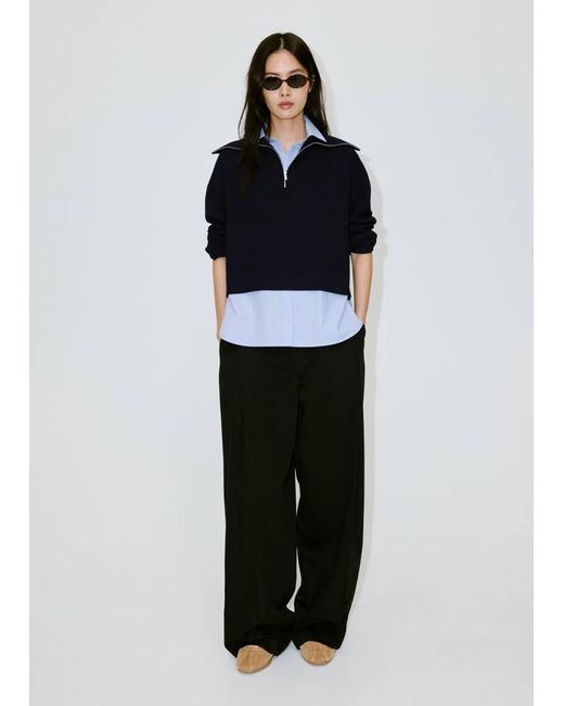 Mango Black Layered Knit Jumper With Shirt