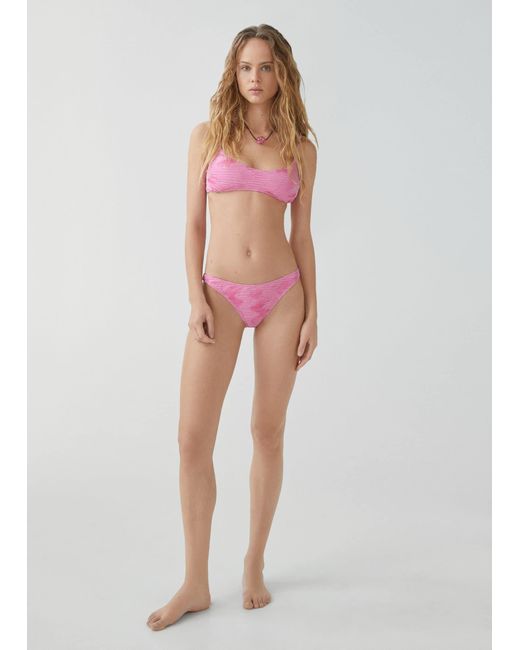 Mango Pink Pleated Bikini Top