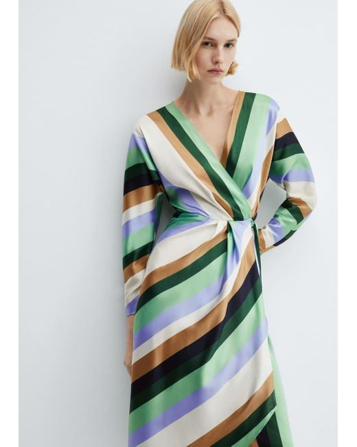 mango green stripe dress Joseph Martini Habotai Silk Dress - Size 36 - Blue main image 1